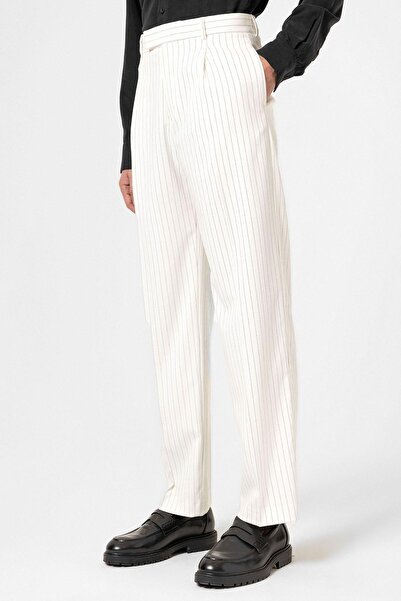 Antioch White Striped Relaxed Fit Men's Trousers