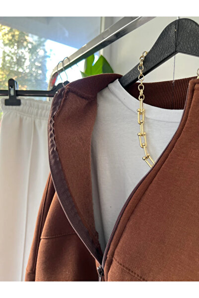 modabetce Purple Zippered Women's Cardigan and Sweatpants Set