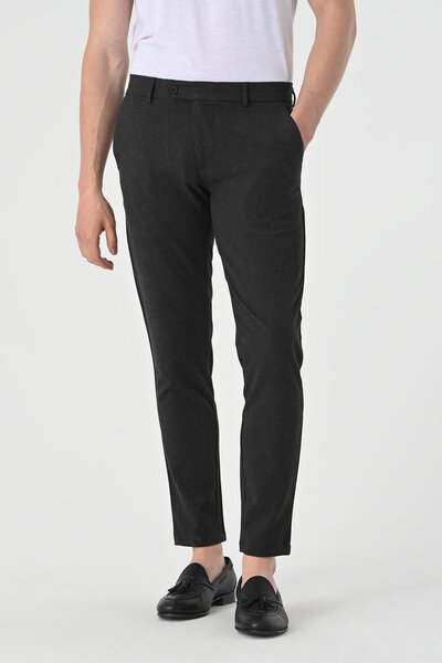 Antioch Καπνιστό ανδρικό αξεσουάρ Λεπτομερές παντελόνι με λεπτή εφαρμογή