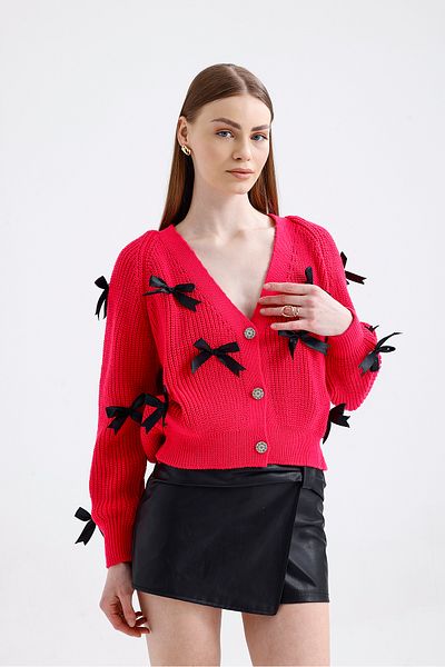ikomteks Knitwear Cardigan with Bow