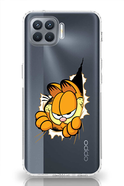 moonset Oppo Reno 4 Lite Uyumlu Garfield Tasarımlı Baskılı Şeffaf Telefon Kılıfı