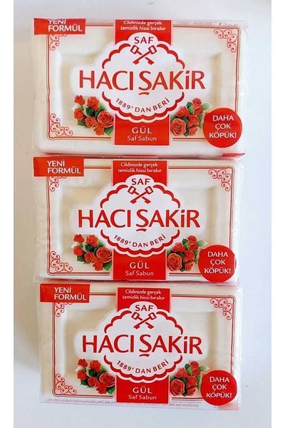 Hacı Şakir 600 g Rose Bath Soap - 3 Pieces