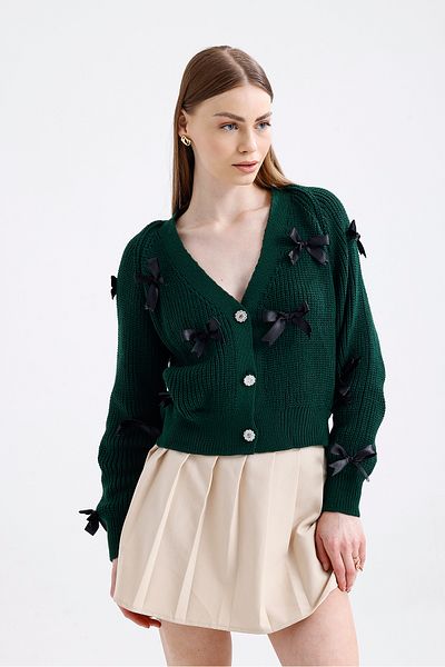 ikomteks Knitwear Cardigan with Bow