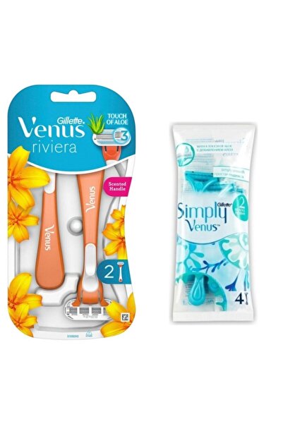 Gillette Venus Lame de ras Riviera pentru femei, 2 piese și lame de ras de unică folosință Simply Venus 2