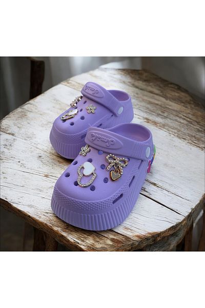 Hızlı Al Girl's Stone Front Closed Slippers. Girl's Stone Cross Sandals Slippers.