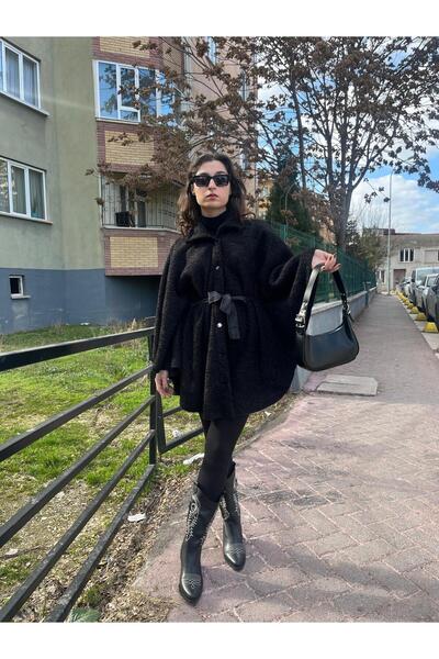 OLEA MODA عباءة نسائية بحزام أسود