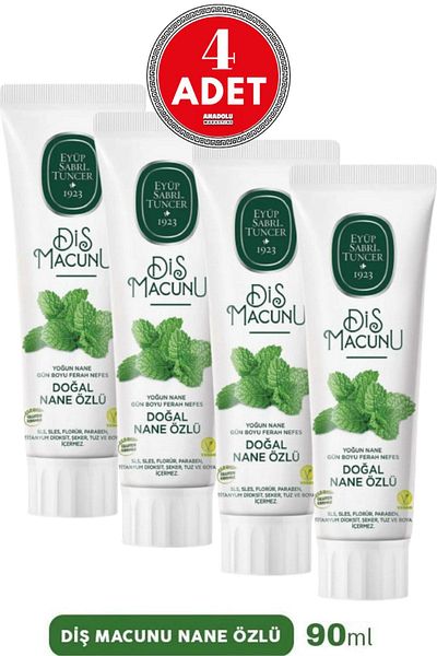 Eyüp Sabri Tuncer 90 ml Natural Toothpaste with Mint Extract - X 4 Pieces