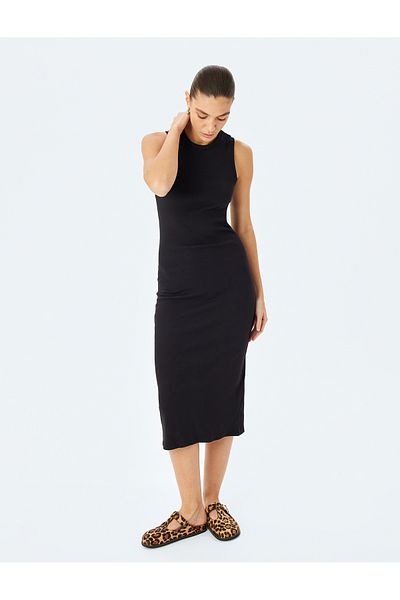 Koton Φόρεμα με λαιμόκοψη αμάνικο Slim Fit Midi Pencil