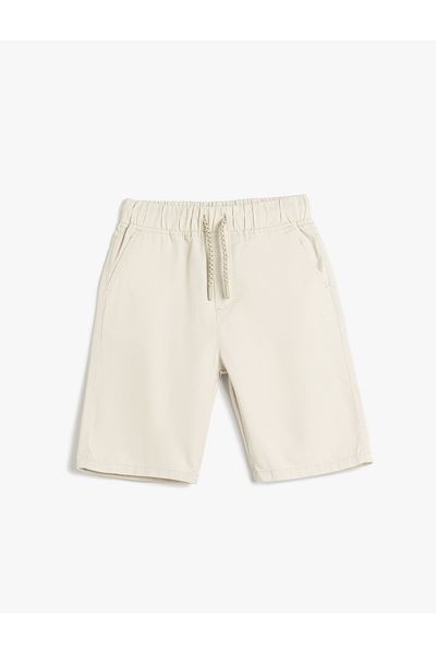 Koton Cotton Basic Shorts with Tie Waist Pocket Detail