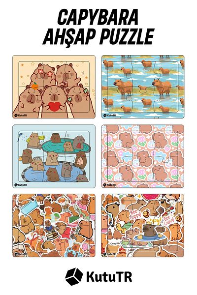 kutuTR 13X17 Capybara Colorful 6 Piece Wooden Puzzle - Educational and Tutorial, for Children - 607