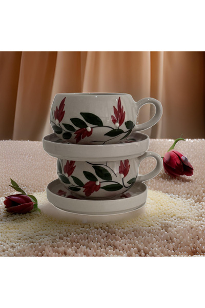 Çiporcal طقم أكواب بيرين ريد كشمش مكون من طبقتين، كوب كوب مزخرف يدويًا