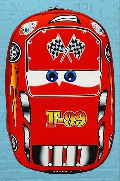 Uniquerrs F-99 Cars 2-6 ani Grădiniță cu mașini de curse - Rucsac și ghiozdan colorat 3D Eva imprimat