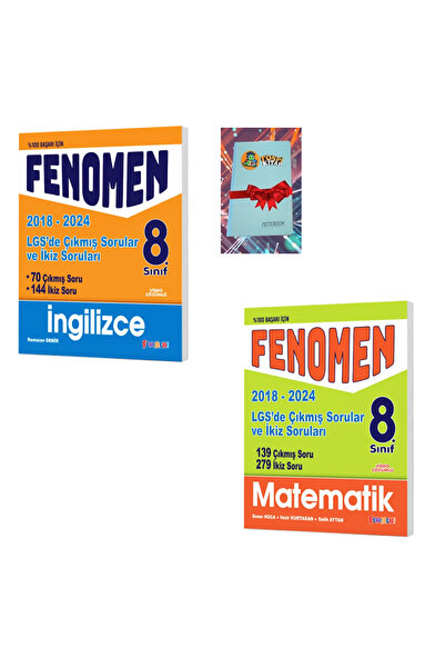 Fenomen Yayıncılık 8  İNGİLİZCE + MATEMATİK Çıkmış Sorular Ve İkiz Soruları S...