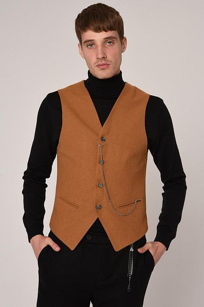 Antioch Vestă pentru bărbați Slim Fit muștar