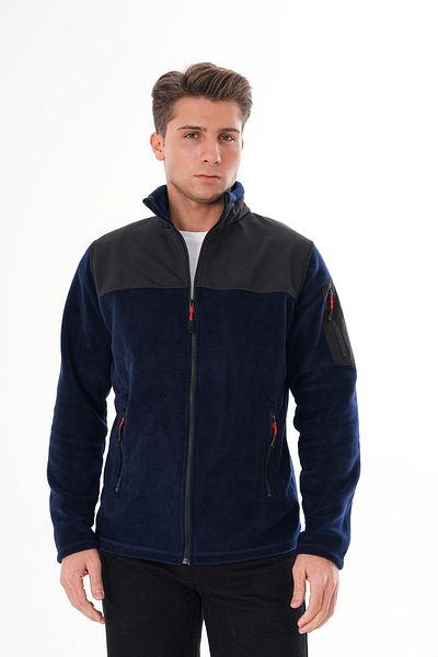 VEGA PORT Ανδρικό μπουφάν από φλις μπλε Navy Full Zipper Αδιάβροχο SoftShell Garnished Fleece Jacket