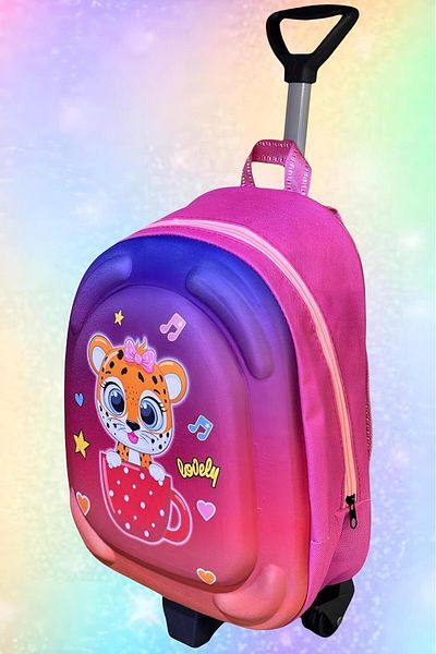 Uniquerrs Girls' Kindergarten Children's 3D Eva Color Printed Backpack and School Bag with Squeegee Wheel