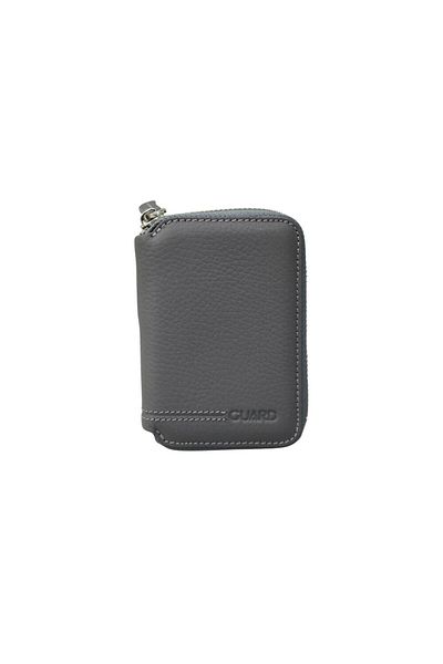 GUARD Anthracite Genuine Leather Zippered Guti Matte Leather Mini Wallet - Grd 250207 Wt1849