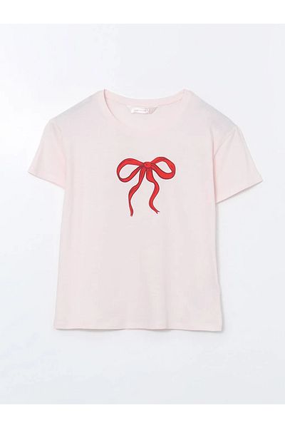 LC Waikiki Lcw Dream Red Women's Pajamas Set - Crew Neck, Printed T-Shirt