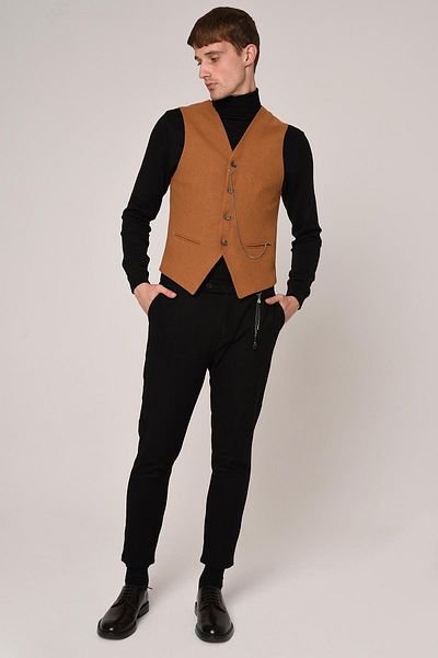 Antioch Vestă pentru bărbați Slim Fit muștar