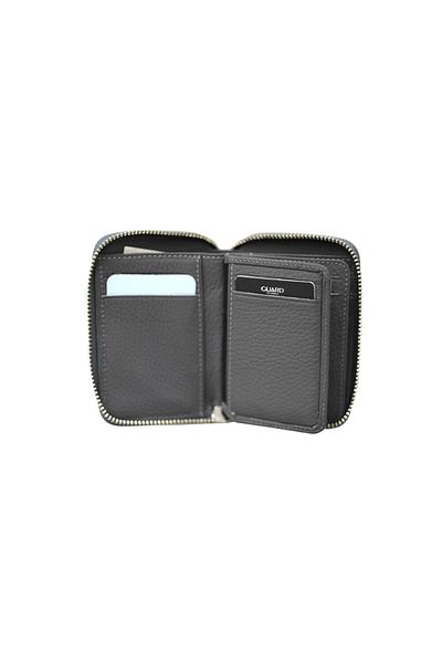 GUARD Anthracite Genuine Leather Zippered Guti Matte Leather Mini Wallet - Grd 250207 Wt1849