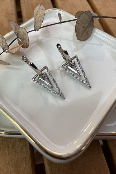 AURA ATELIER Steel Clay Triangular Earrings