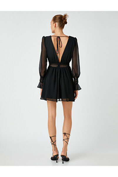 Koton Μίνι φόρεμα σιφόν με μακριά μανίκια