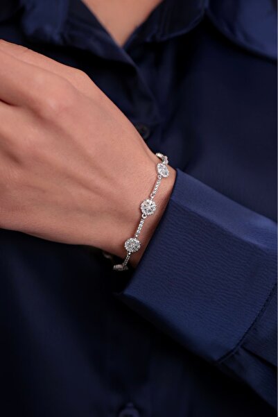 Kiriş Gümüş 925 Ayar Gümüş Kar Tanesi Tamtur Kadın Gümüş Bileklik