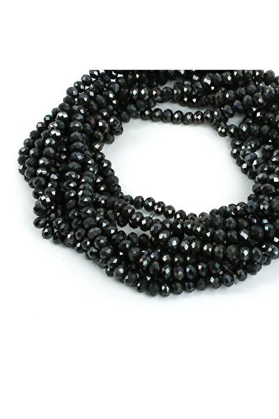 yfhobi 1 Dizi (67-70 Adet) - 8 mm Yassı Kristal Cam Boncuk Dizisi Kaplama Siy...