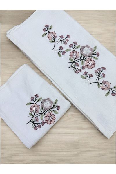 TUTUYA TEXTIL 3D Κεντημένο Λευκό Χρώμα Πετσέτες Δώρο Πετσέτες Προίκας με Μητέρα και Κορίτσι Σετ Πετσέτες Μάρκα Unsual