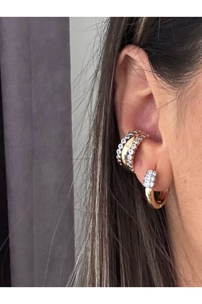 bijuxbymrv Two-Color Double Row Stone Earcuff (Cartilage Earring)