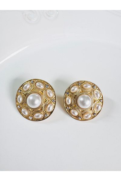 DEVİ fashion Vintage Pearl Earrings 3 cm