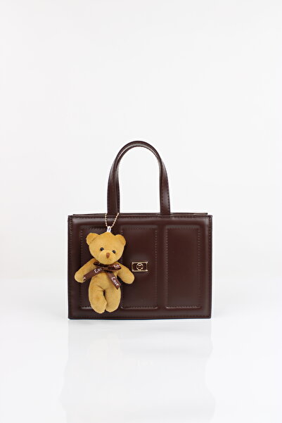 mossi Brown Faux Leather Women's Hand/Shoulder Bag - Plush Charm Gift, Long Strap Available