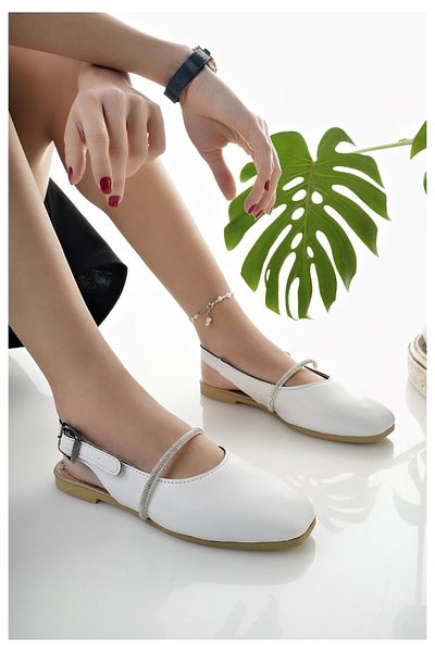 Modafırsat Balerini de damă Sandale cu piatră albă Elegantă Acasă Lucru Birou Pantofi de zi cu zi
