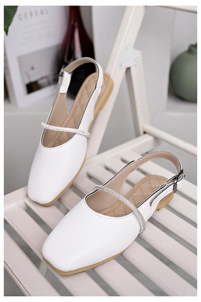 Modafırsat Balerini de damă Sandale cu piatră albă Elegantă Acasă Lucru Birou Pantofi de zi cu zi