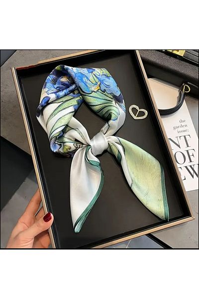 Phellos Square Silky Scarf in Oil Painting Style