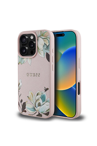 Guess iPhone 16 Pro Max Uyumlu Kılıf Guess Magsafe Özellikli Çiçek Tasarımlı ...