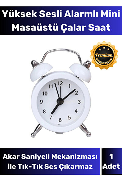 Floranova Alarmlı Yüksek Sesli Çift Çanlı Pilli Dekoratif Mini Masaüstü Analo...