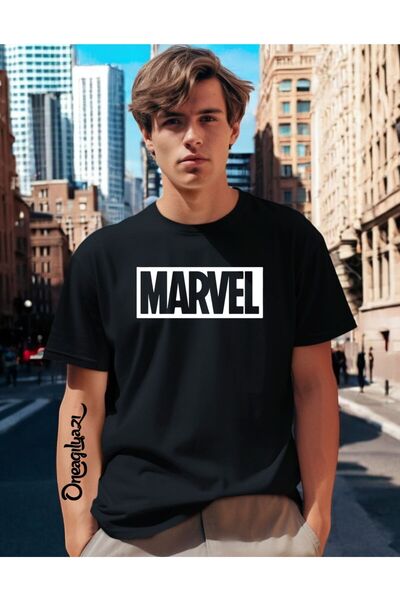 oneagılyazı Marvel Baskılı Erkek Oversize T-Shirt