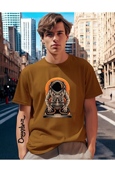 oneagılyazı Tricou oversize pentru bărbați cu imprimeu astronaut