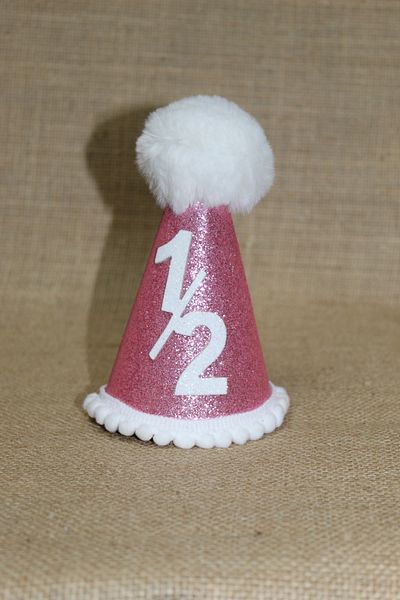 asöy Half Age Hat 6 Months Hat White Pompom Hat Pink Glitter Bright Hat with Pompom