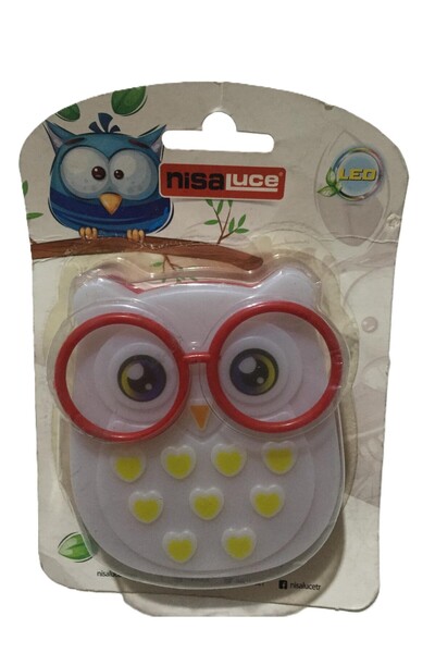NisaLuce Çocuk Ledli Gece Lambası /Baykuş-Kırmızı&Sarı