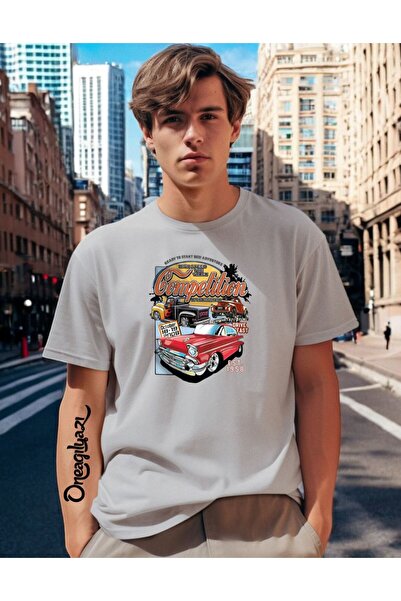 H&GHAMLEGİYİM Car Printed Men's Oversize T-Shirt