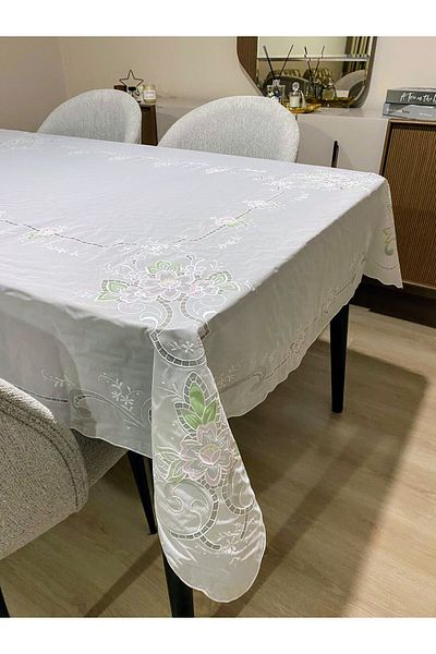 Blue Home LUX Sherry Meiwa - Față de masă de bucătărie anti-alunecare cu aspect de dantelă din PVC 132x180