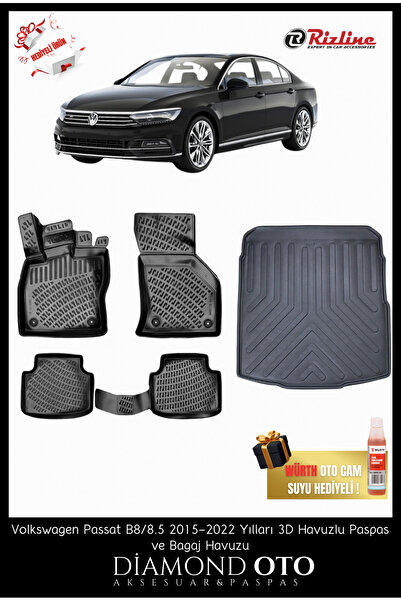 Rizline Volkswagen Passat B8 3d Havuzlu Paspas ve Bagaj Havuzu 2015-2016-2017...