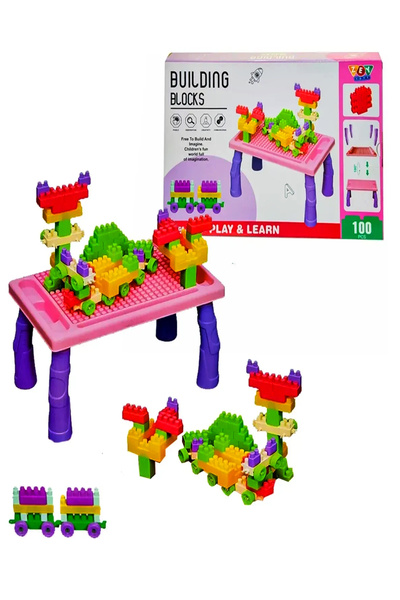 a v d a 100 Parça Pembe Masalı Inşa Yapı Puzzle Bloklar Logo Seti