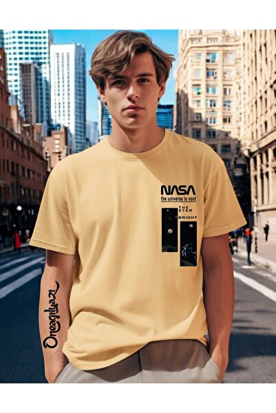 oneagılyazı Чоловіча футболка з принтом Nasa в стилі оверсайз