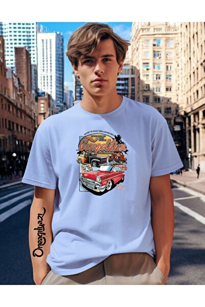 H&GHAMLEGİYİM Car Printed Men's Oversize T-Shirt