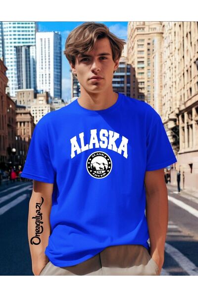 oneagılyazı Мъжка тениска с голям размер с принт „Аляска“