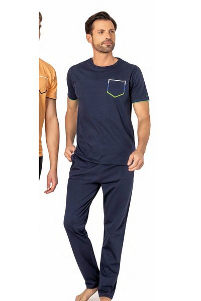 Pierre Cardin Set pijamale pentru bărbați, tricou și pantaloni de trening, cu imprimeu dublu L1.PC.004.12.20