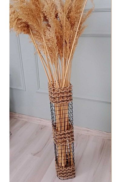 Egindra Bohemian Style Medium Size 60 cm Vase Straw Braid Vase Pampas Urn Square
